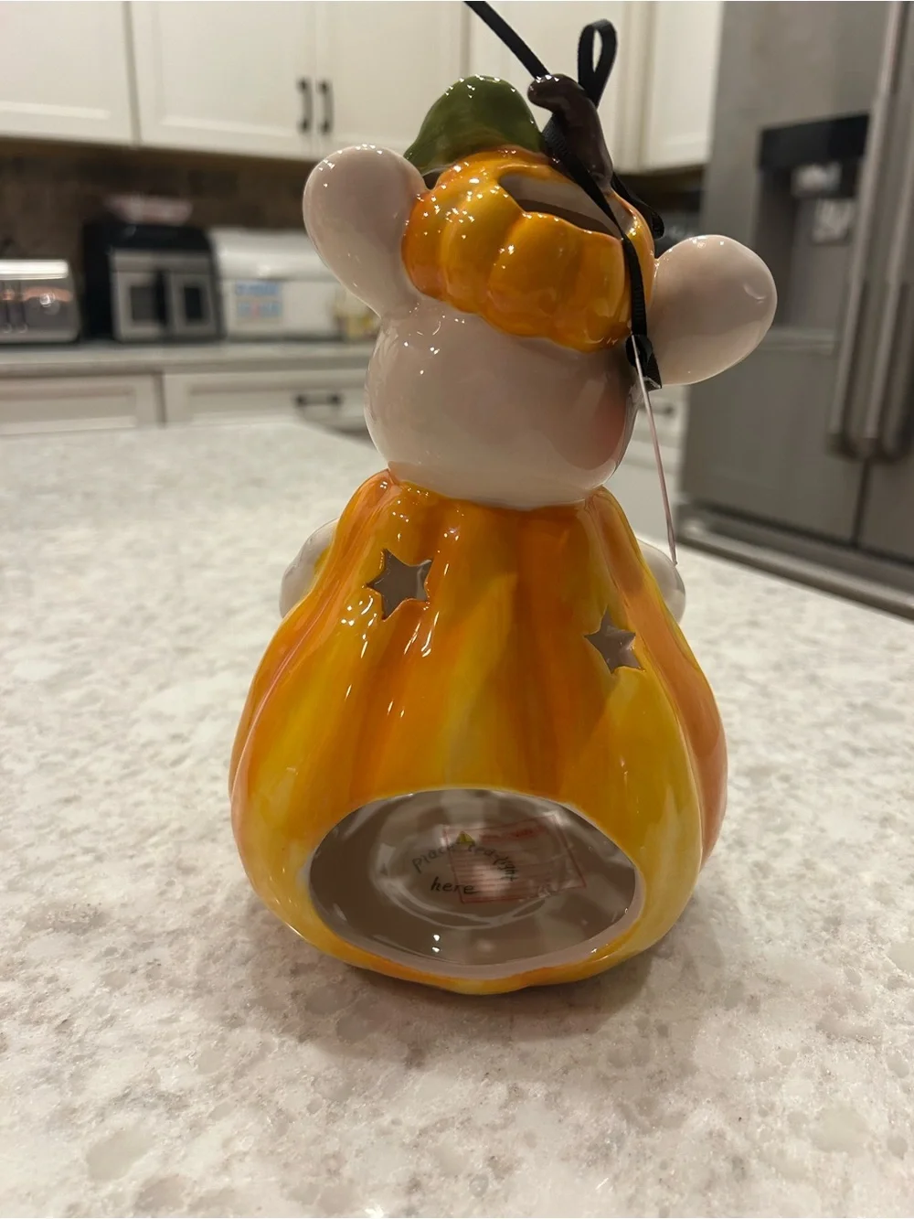“New” Blue Sky Clayworks Ceramic Mouse Jack-o'-Lantern Pumpkin Tea-light holder